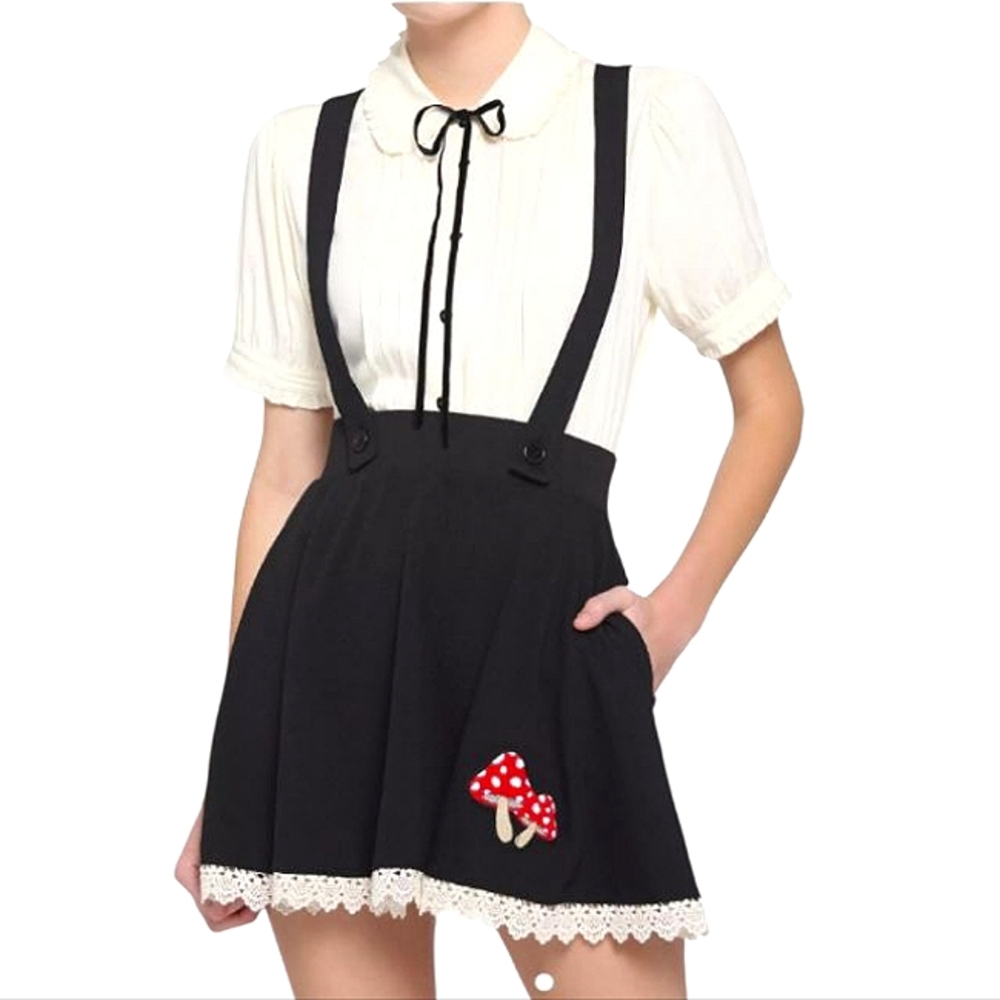 Midnight Hour Hot Topic Mushroom Patch Suspender Skirt Size Medium
